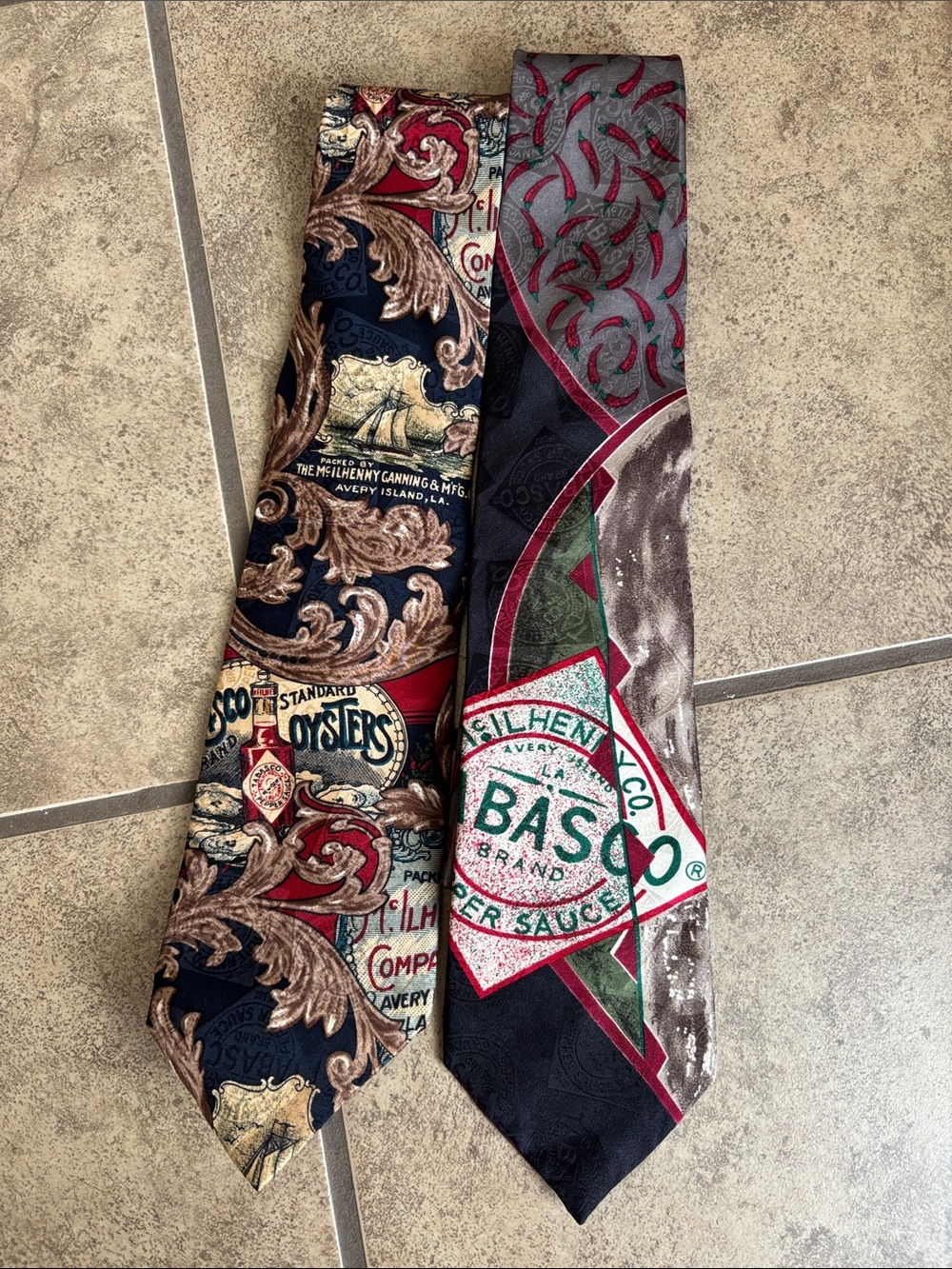 Two Men’s Tabasco Theme Neck Ties